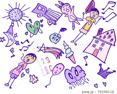 子供の落書き かわいい  色々セット 79398216