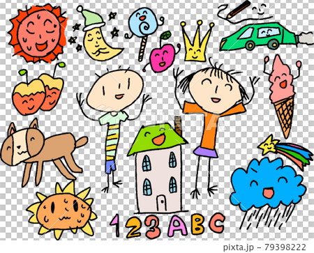 子供の落書き かわいい  色々セット 79398222
