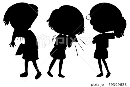Set of kids silhouette cartoon character Set of kids silhouette cartoon character 79399628