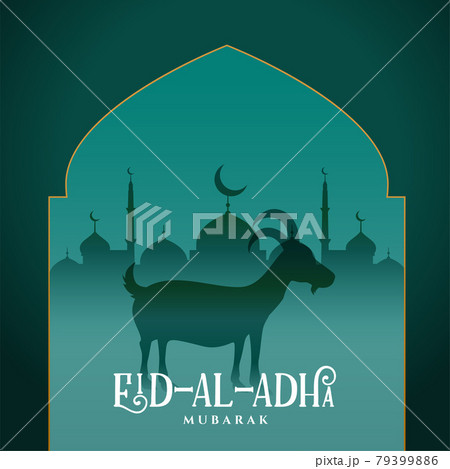 islamic eid al adha card with goat and mosque illustration islamic eid al adha card with goat and mosque illustration 79399886