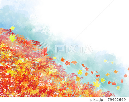 和を感じるイラスト 秋 紅葉 水彩背景素材のイラスト素材