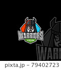 Warriors sport team logo. Man in helmet sport club badge 79402723