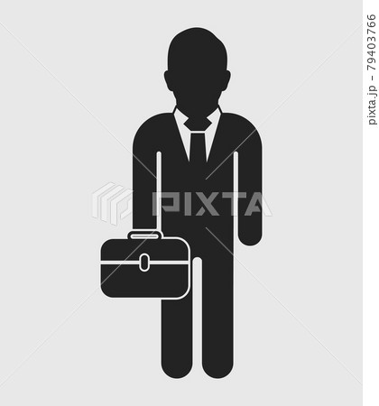 Businessman Icon with briefcase on hand. Flat style vector EPS. 79403766