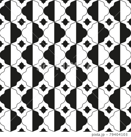 Seamless pattern, various geometric shapes on a white background - Vector 79404103