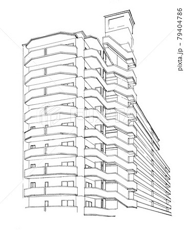 漫画背景 マンション のイラスト素材