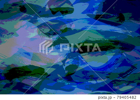 青系の抽象画の背景用素材・迷彩柄イメージ 青系の抽象画の背景用素材・迷彩柄イメージ 79405482