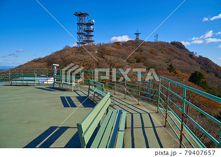 茨城の筑波山頂駅付近の展望台から東側(女体山駅,女体山頂など)の風景 79407657
