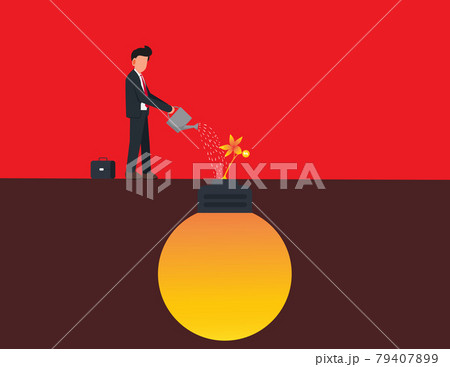 Businessman waters the plant with coins. new business or startup development 79407899