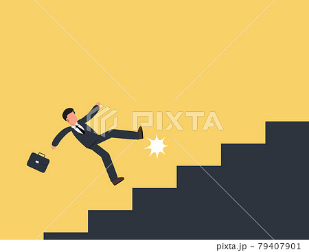 Falling businessman - Man stumbling and falls down.Business failure, career crisis and misfortune concept. 79407901