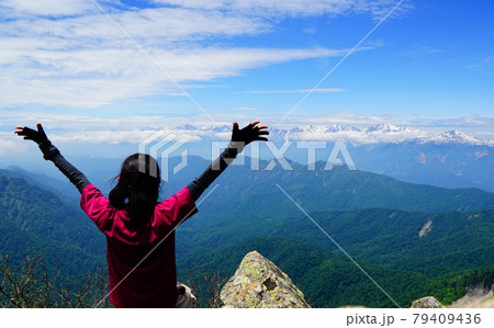 高妻山 山頂で万歳 高妻山 山頂で万歳 79409436