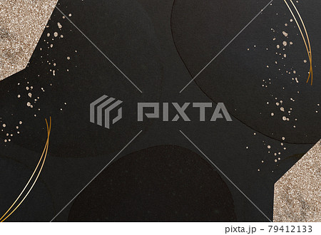 背景 テクスチャ 和風 和紙 フレーム ウェーブ 円 丸 黒 金 金粉 リュクス デザインの写真素材