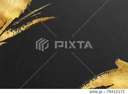 背景 テクスチャ 高級感 金色 金屏風 金紙 年賀状 正月 和紙 壁紙 筆アート キラキラ インク  79412172