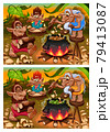 Spot the differences. Two images with six changes between them, vector and cartoon illustrations 79413087