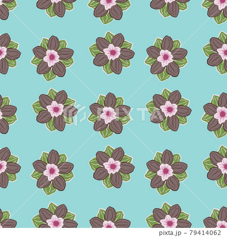 Nature hand drawn seamless pattern with beige anemone buds flower ornament. Bright blue background. Nature hand drawn seamless pattern with beige anemone buds flower ornament. Bright blue background. 79414062