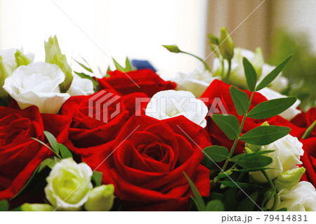 Beautiful fragrant bouquet of roses. Congratulations on the holiday. Beautiful fragrant bouquet of roses. Congratulations on the holiday. 79414831