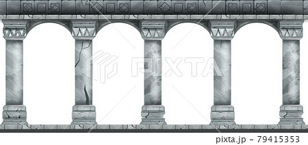 Stone arch vector illustration, marble ancient Roman colonnade, Greek antique pillars 79415353