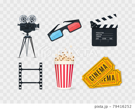 Cinema icons set isolated on white 79416252