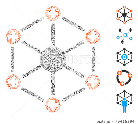 Line Medical Network Icon Vector Collage 79416294