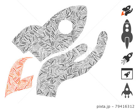 Line Manual Rocket Launch Icon Vector Mosaic 79416312