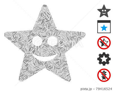 Linear Happy Star Icon Vector Collage 79416524