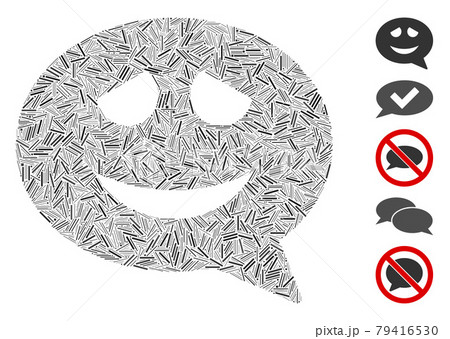 Line Happy Smiley Message Icon Vector Collage 79416530