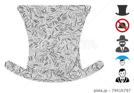 Linear Gentleman Hat Icon Vector Mosaic 79416797