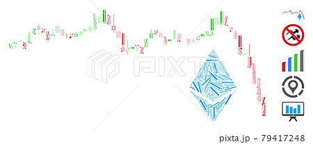 Linear Ethereum Falling Chart Icon Vector Collage Linear Ethereum Falling Chart Icon Vector Collage 79417248