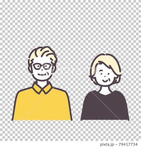 シニア男女のシンプルなイラストのイラスト素材