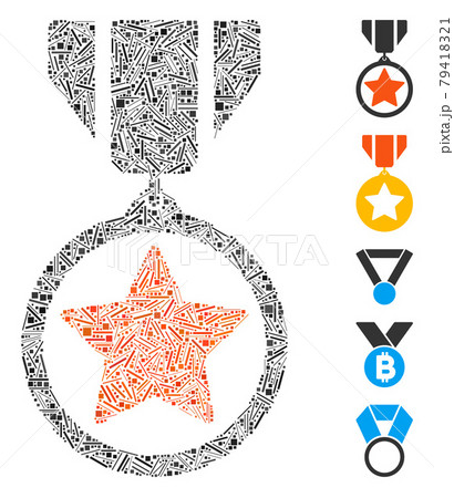Linear Army Medal Icon Vector Collage Linear Army Medal Icon Vector Collage 79418321