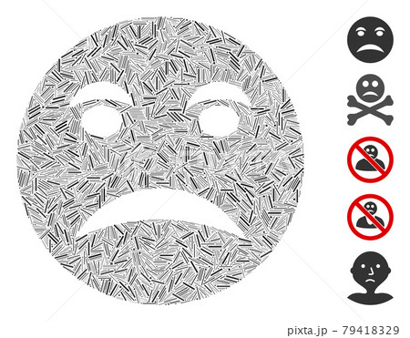 Linear Angry Smiley Icon Vector Mosaic Linear Angry Smiley Icon Vector Mosaic 79418329