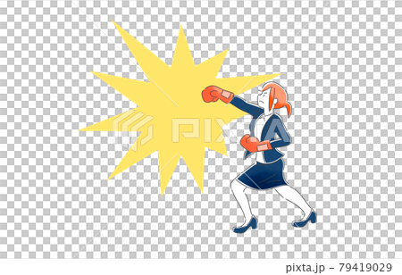 A female suit that wears boxing gloves and punches 79419029