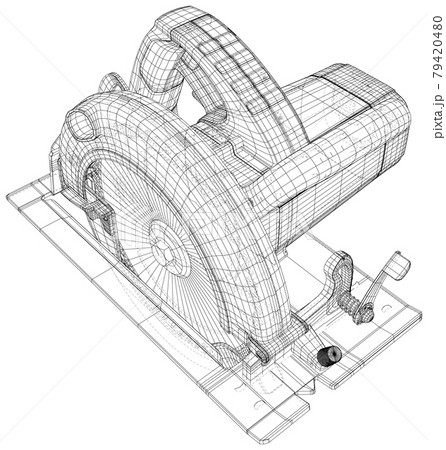 Vector outline Electric saw. Wire-frame circular saw. EPS10 format. Vector created of 3d 79420480