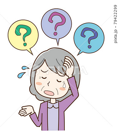 物忘れで思い出せない高齢女性 物忘れで思い出せない高齢女性 79422299