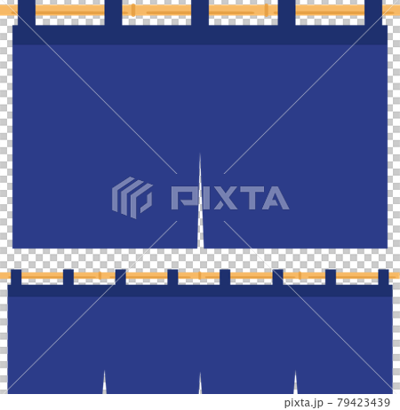 紺色の無地の暖簾のイラスト素材