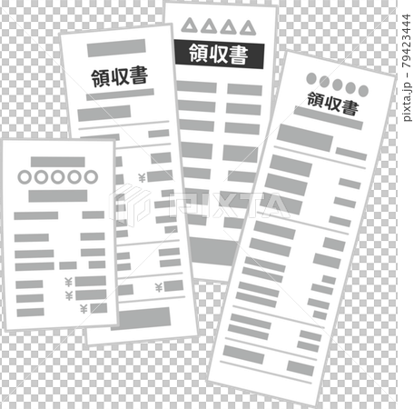 重なったいろいろなレシート 重なったいろいろなレシート 79423444