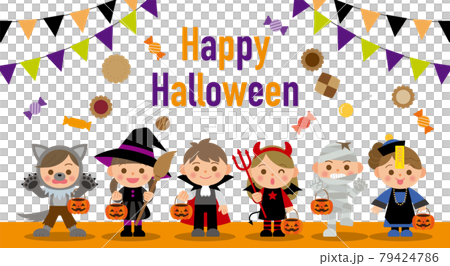 Children dressed up as Halloween 79424786