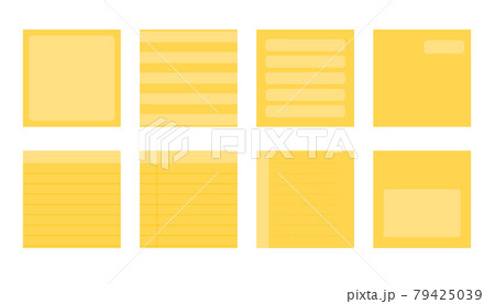 Flat yellow paper sticker linear sheet set vector 79425039