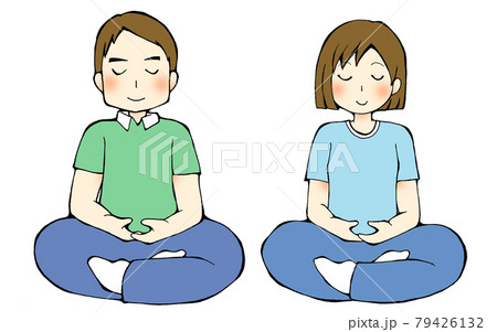 座禅する男女のイラスト素材