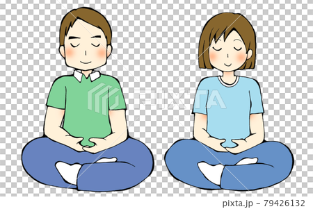 座禅する男女のイラスト素材