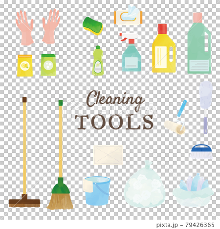 水彩風タッチ掃除用具イラストセット 79426365