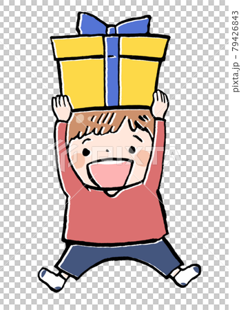 プレゼントを貰って嬉しそうな男の子のイラスト プレゼントを貰って嬉しそうな男の子のイラスト 79426843