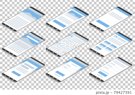 Smartphone variation to display isometric website Vector illustration (horizontal arrangement) Smartphone variation to display isometric website Vector illustration (horizontal arrangement) 79427391