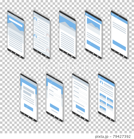 Smartphone variations that display isometric websites Smartphone variations that display isometric websites 79427392