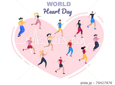 World Heart Day Illustration To Make People Aware The Importance Of Health, Care And Prevention Various Diseases. Flat Design Background Template World Heart Day Illustration To Make People Aware The Importance Of Health, Care And Prevention Various Diseases. Flat Design Background Template 79427876