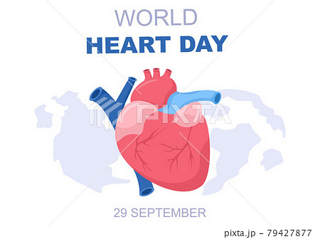 World Heart Day Illustration To Make People Aware The Importance Of Health, Care And Prevention Various Diseases. Flat Design Background Template World Heart Day Illustration To Make People Aware The Importance Of Health, Care And Prevention Various Diseases. Flat Design Background Template 79427877