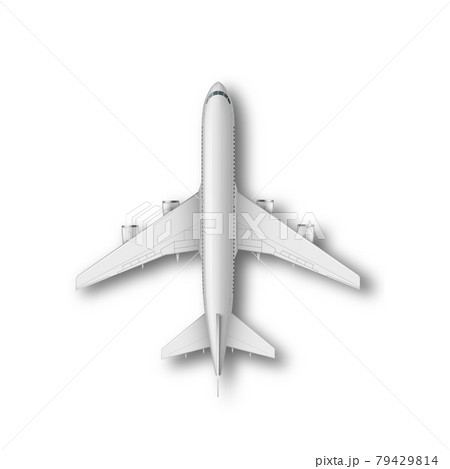 Realistic standing airplane, jet aircraft or airliner top view. Detailed passenger air plane on Realistic standing airplane, jet aircraft or airliner top view. Detailed passenger air plane on 79429814