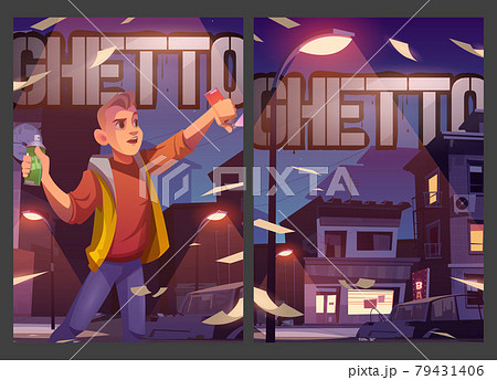 Ghetto posters with poor houses and street artist 79431406