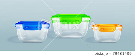 Plastic food containers clipping path, lock lids. 79431409