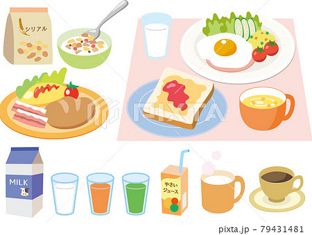 洋食朝食セットのイラスト素材
