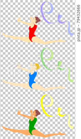 新体操、リボン（帯状布）の演技のイラスト 79432666